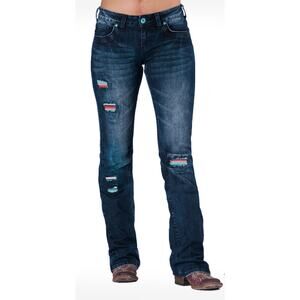 Cowgirl Tuff Serape Soul Jeans Women’s Size 31x35 Western Rodeo Mid-Rise Bootcut